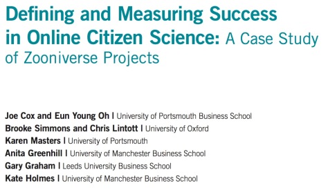 Defining and Measuring Success in Online Citizen Science: A Case Study of Zooniverse Projects